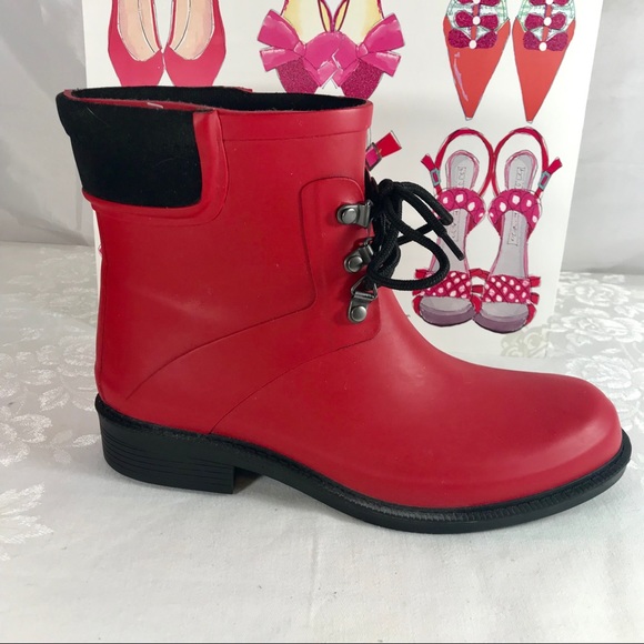 Bright Red Bailey size 10 Rain Boots Merona nwot - Picture 5 of 8